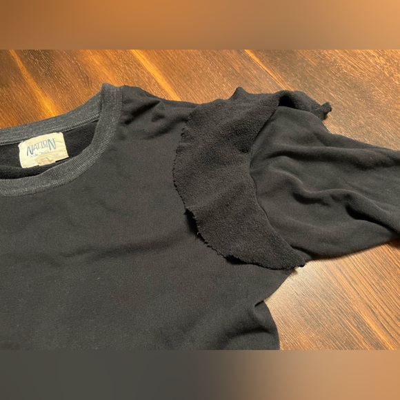 Nation Ltd Ruffle-sleeve Sweatshirt Women’s Size S Black Round Neck Long sleeve - Picture 9 of 12